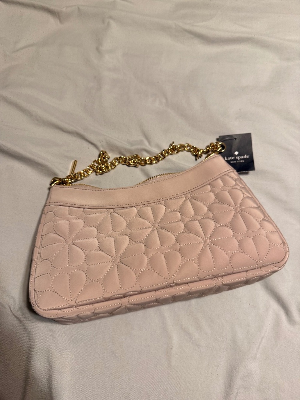 Kate Spade Light Pink Shoulder Purse with Gold Chain and detachable strap